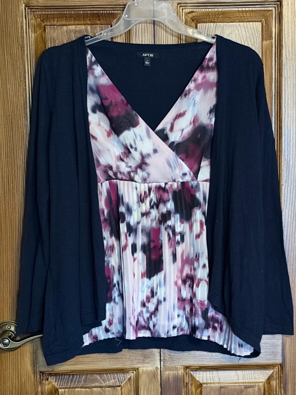 Apt. 9  Navy  2-in-1  Mock Layered Cardigan Size Large